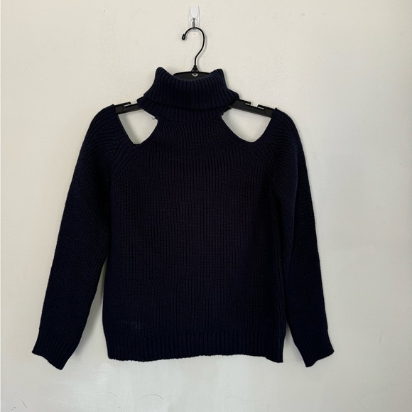 Revolve Superdown Womens Cold Shoulder Navy Blue Turtleneck Sweater, Size XS - Picture 2 of 6